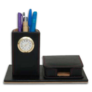 Wood + Leather Personalized Desk Organizer with Name