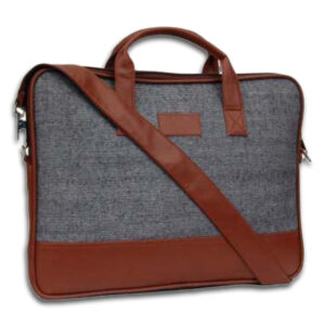Leather laptop bag gray brown